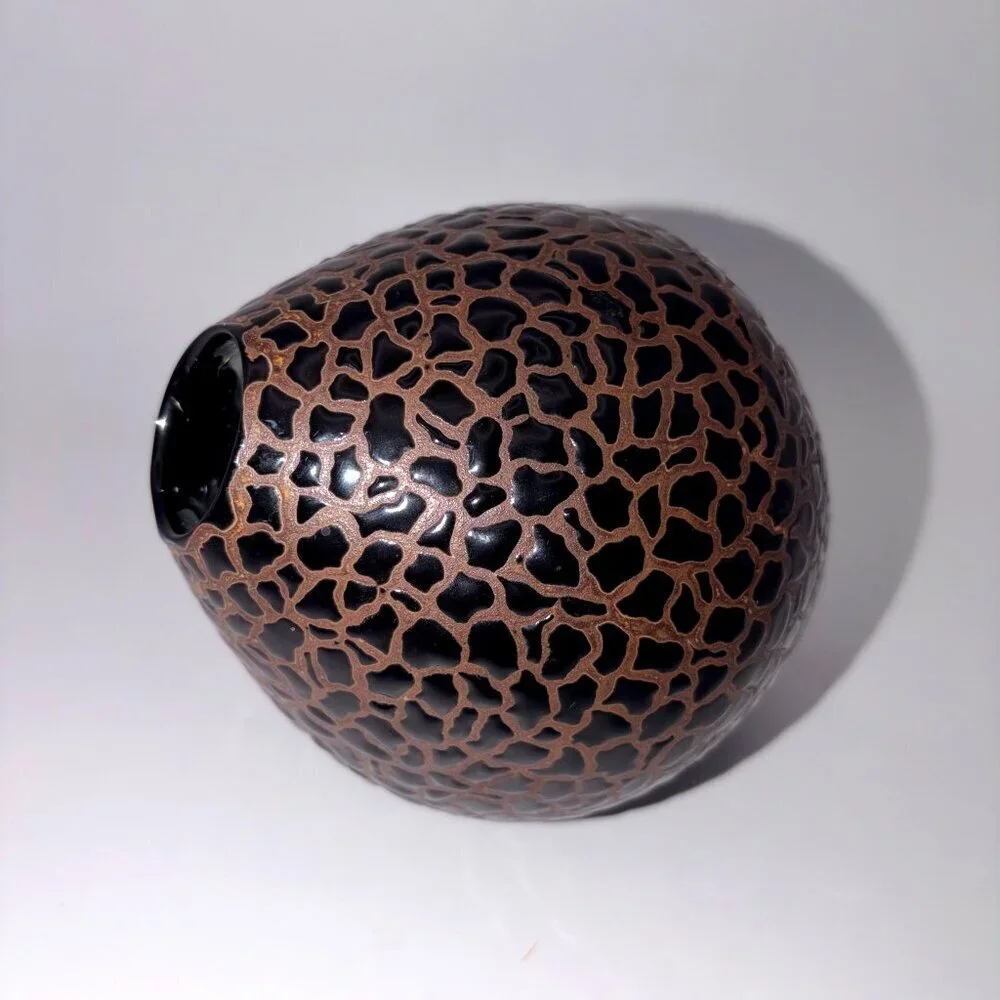 Keramik Ceramic Brown & Bronze Textured Reptile Inspired Ceramic Vase Artisan